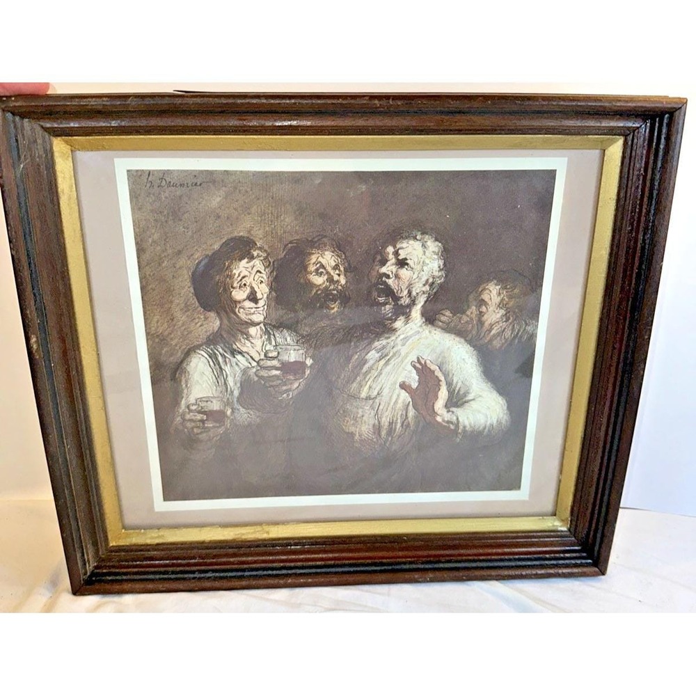 Vintage Framed Honoré Daumier "The Song" Art Print - Clark Art Institute 13x15